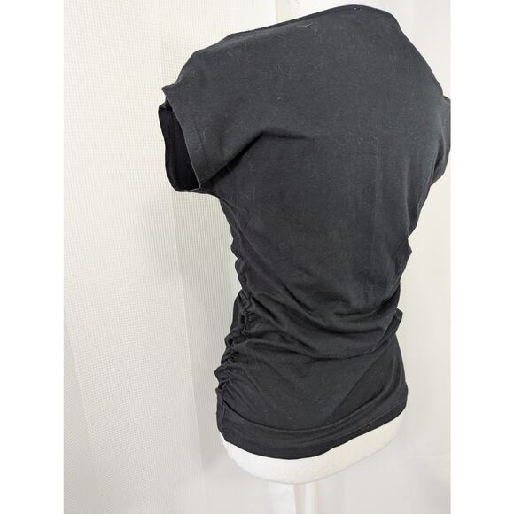 MICHAEL KORS! BLACK STRETCH JERSEY SHIRRED SIDES, ZIPPER DETAIL TOP, SHIRT! SZ S - Picture 4 of 10